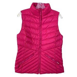 Talbots Womans S Vest Quilted Puffer Down Filled Pink Zip Front Pockets Classic